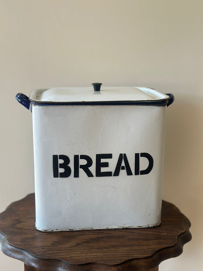 Large enamel bread bin vintage styling bread making sourdough