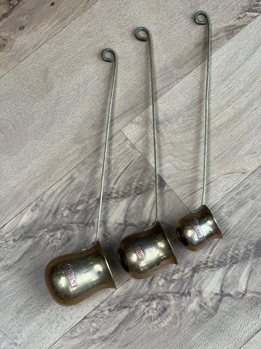 Vintage brass hanging measure cups