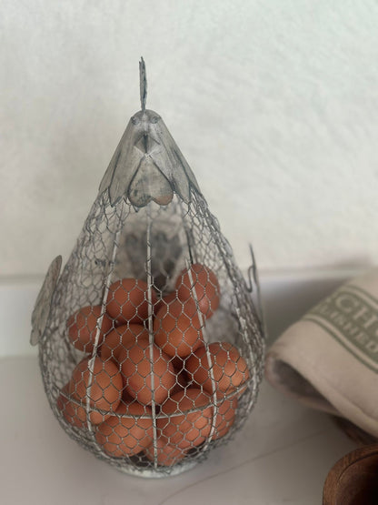 vintage wire chicken egg basket - farmhouse