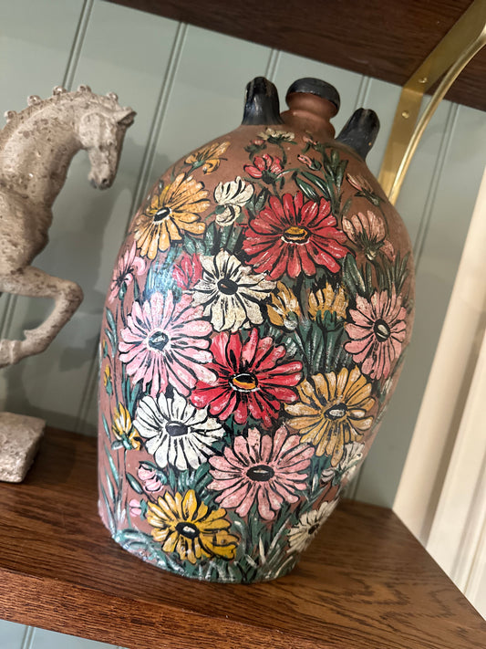 French large vintage vessel hand painted & signed