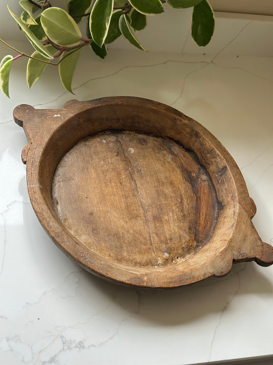 Wooden Indian chapati bowl hand carved