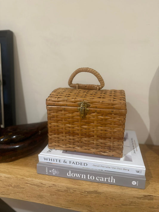 vintage wicker storage box - handbag French