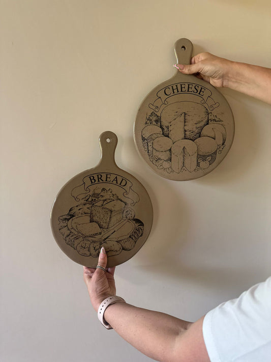 2 x bread / cheese board vintage stoneware