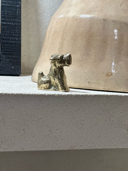 schnauzer Scottie dog brass paperweight vintage