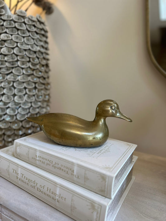 Large vintage brass duck