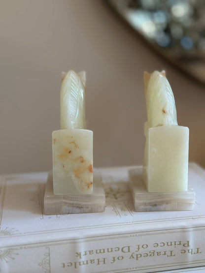 Alabaster marble horse head bookends