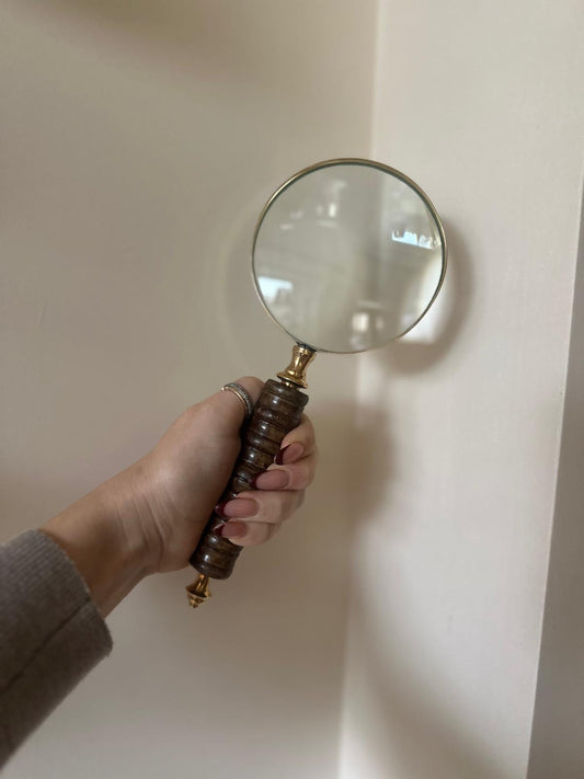 Vintage brass & wooden magnifying glass