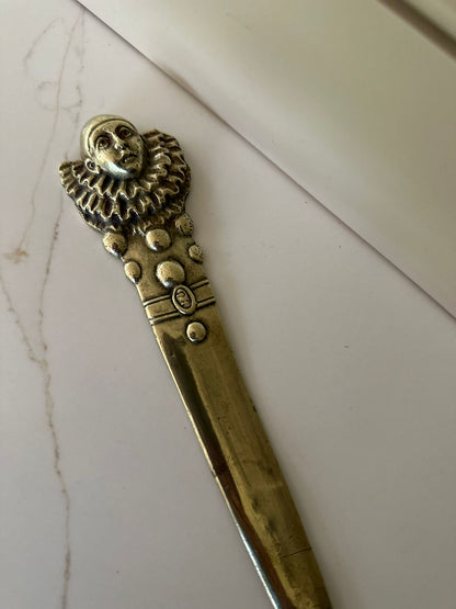 Vintage brass clown letter opener