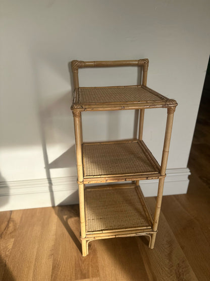 vintage bamboo & wicker side table mini bar