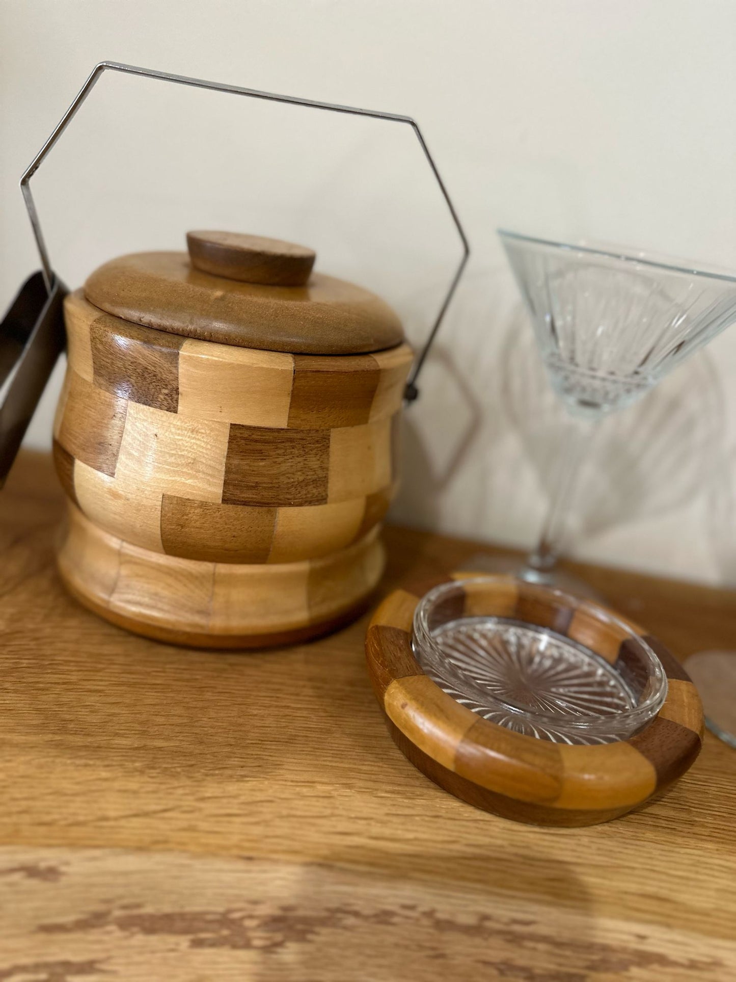 midcentury Cambridge ware ice bucket & nibble dish
