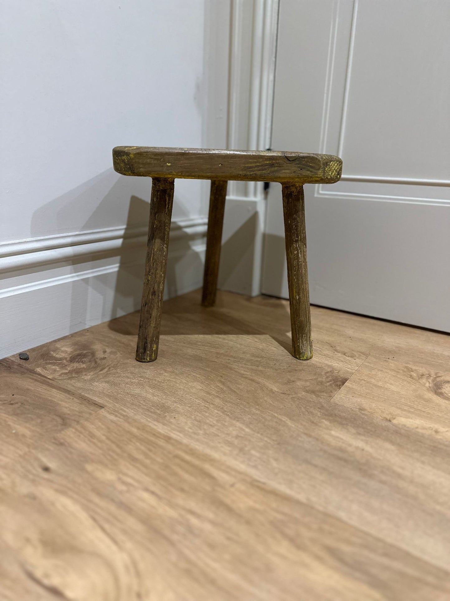 Vintage chippy tripod stool French