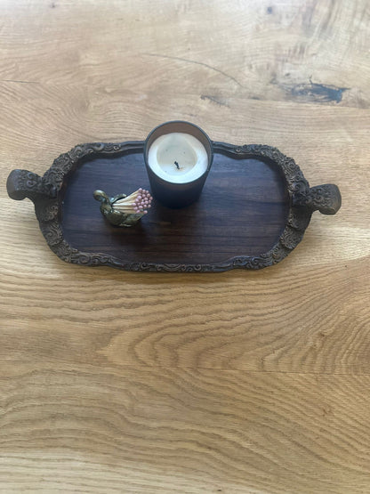 Vintage hand carved wooden tray