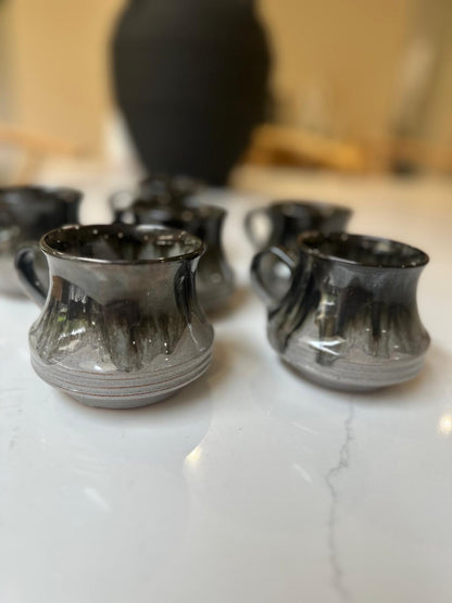 studio pottery mugs vintage glazed x6