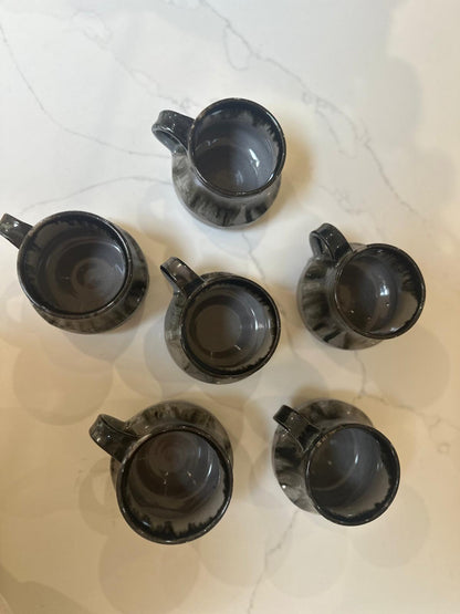studio pottery mugs vintage glazed x6