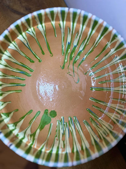 Romanian folk art large bowl glazed stoneware