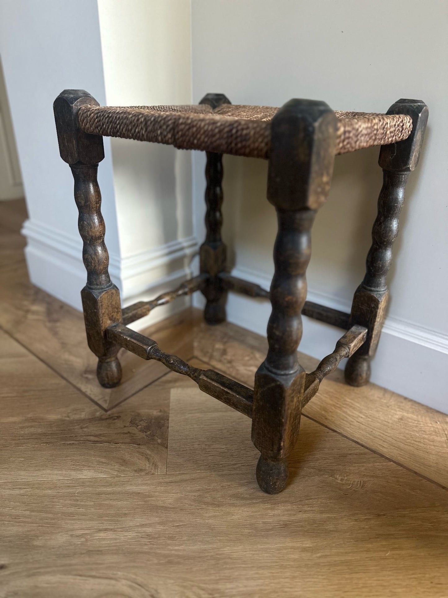 large bobbin leg square stool vintage